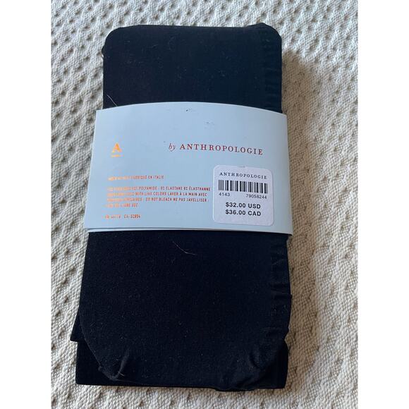 Anthropologie Sheer  Stripe Tights New Black size M Italy - Picture 3 of 5